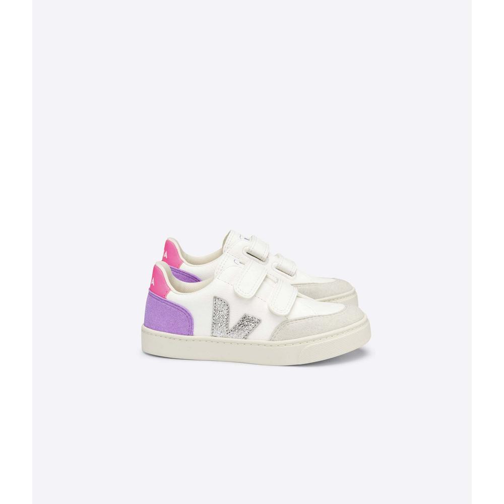 Veja V-12 CHROMEFREE Kids\' Shoes White/Purple | NZ 749KOR